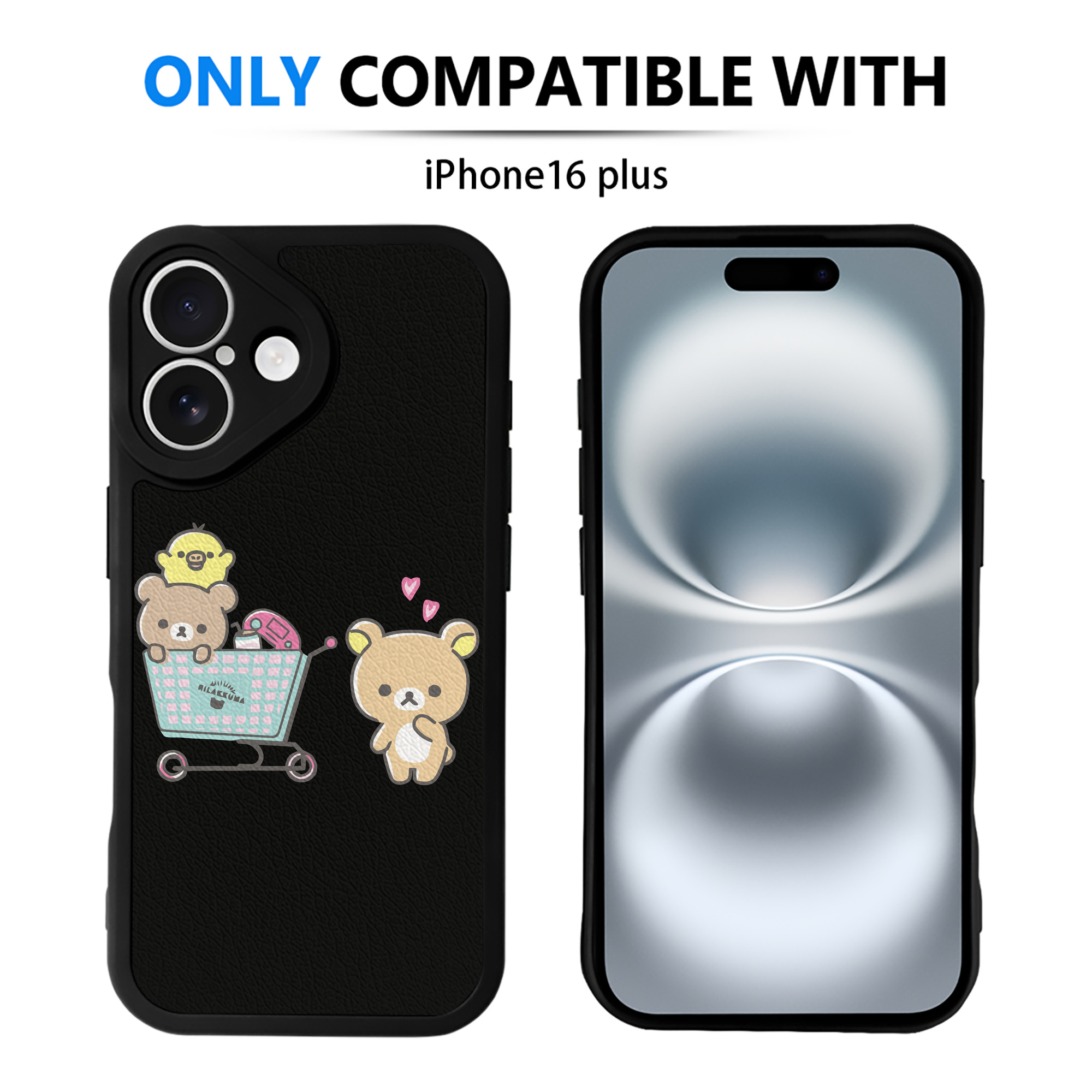 （画像用） リラックマ リラックマ キイロイトリ Rilakkuma Korilakkuma Kiiroitori 【iPhone 16シリーズ対応】シリコンスマホケース（レザー調） 材質：シリコン